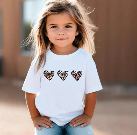 Girls Basic Leopard heart Tee